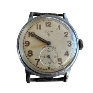 Antique Elgin Shockmaster Men’s Watch Vintage Stainless Case Untested As Is